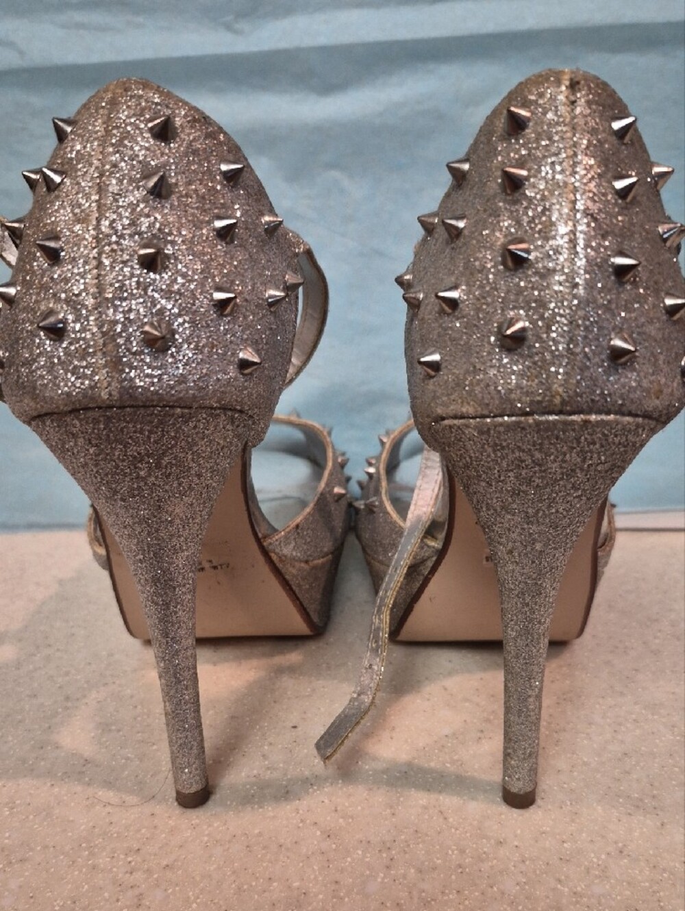 Rue21 Rose Gold Glitter Spike Platform Heels - Picture 5 of 11